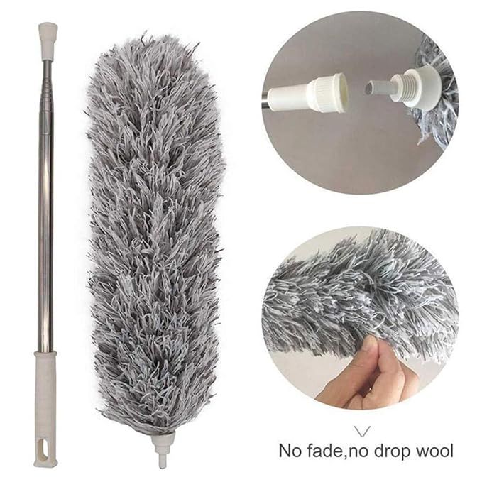 🧹 Microfiber Gray Fan Duster – Extendable Cleaning Brush &nbsp;