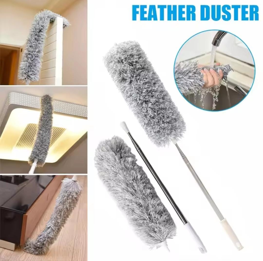 🧹 Microfiber Gray Fan Duster – Extendable Cleaning Brush &nbsp;