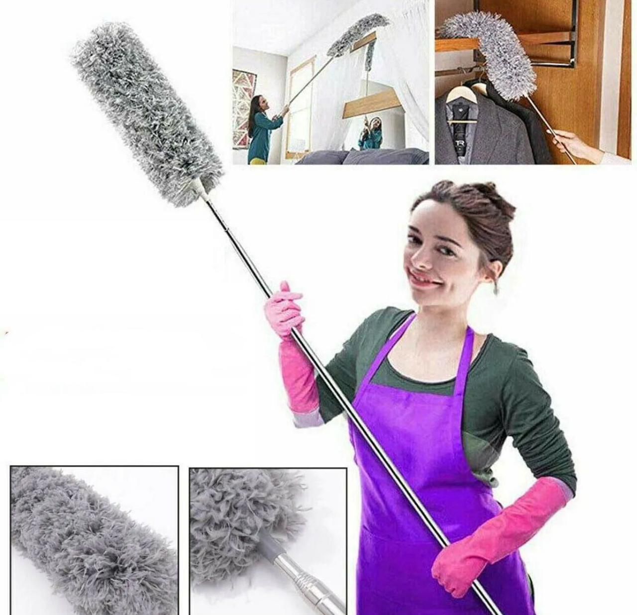 🧹 Microfiber Gray Fan Duster – Extendable Cleaning Brush &nbsp;